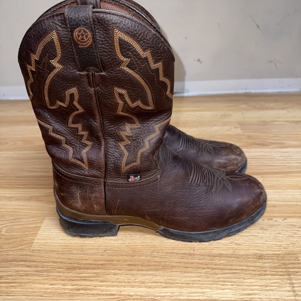 Justin Roper Boots 9024 Men's Size 9.5 D Brown Leather Waterproof Western Work